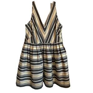 J. Crew Factory Black and Gold Striped Mini Dress